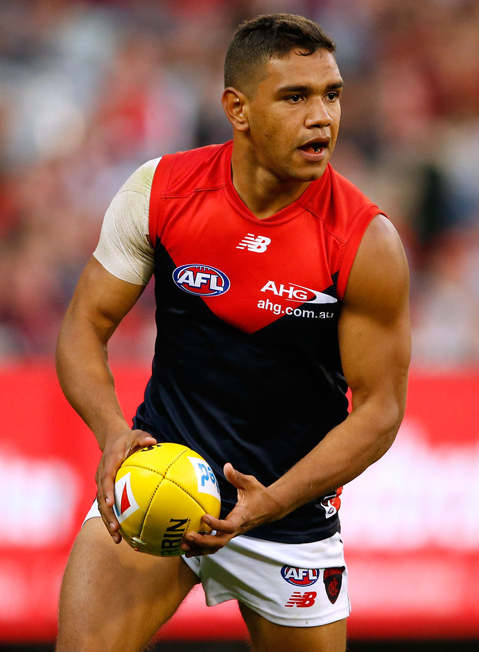 AFL 2016 Rd 04 - Collingwood v Melbourne MELBOURNE, AUSTRALIA - APRIL 17: Neville Jetta of the Demons in action during the 2016 AFL Round 04 match between the Collingwood Magpies and the Melbourne Demons at the Melbourne Cricket Ground, Melbourne on April 17, 2016. (Photo by Adam Trafford/AFL Media)